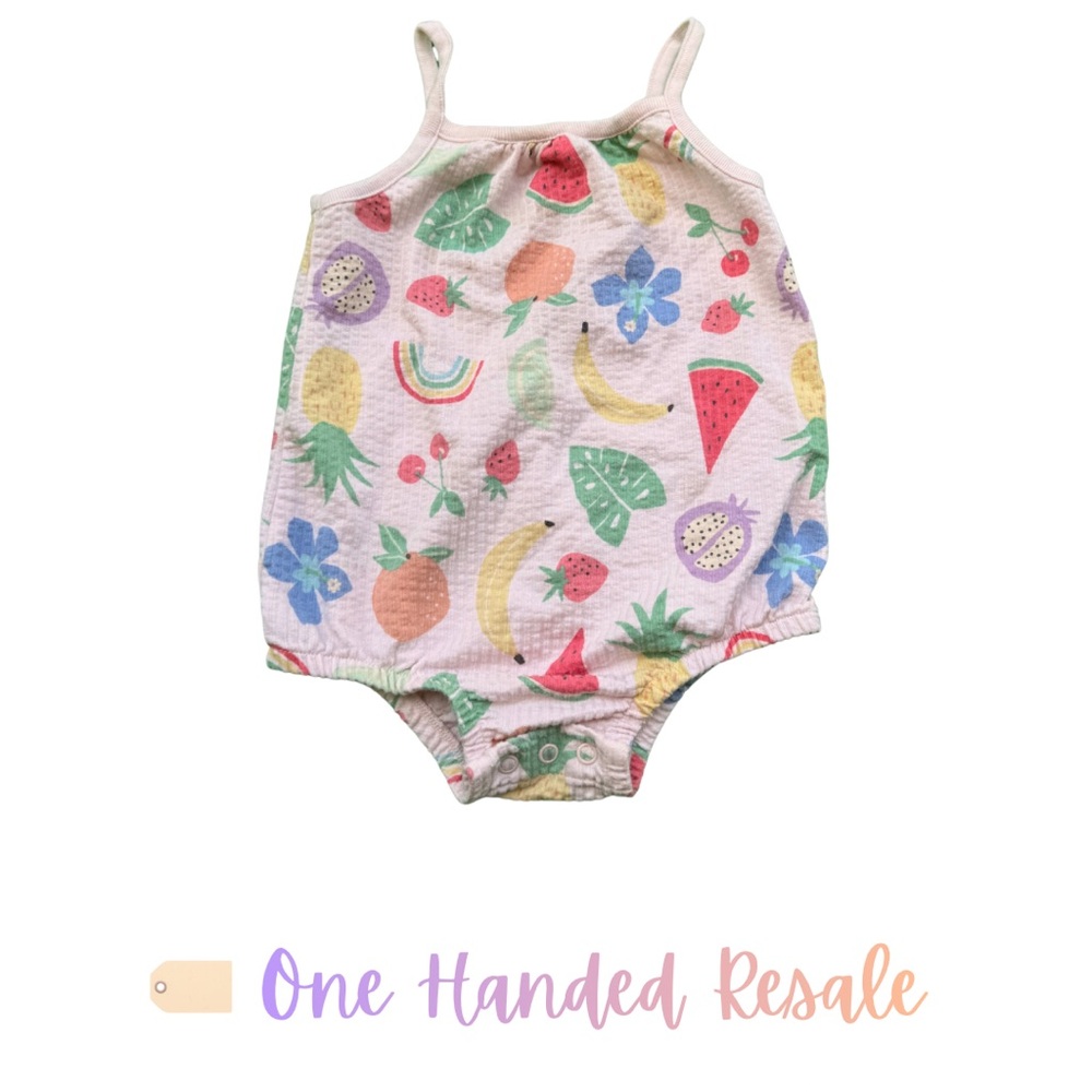 🍌 Garanimals Kids Colorful Summer Baby Bubble Romper Tropical Fruit Outfit 24M